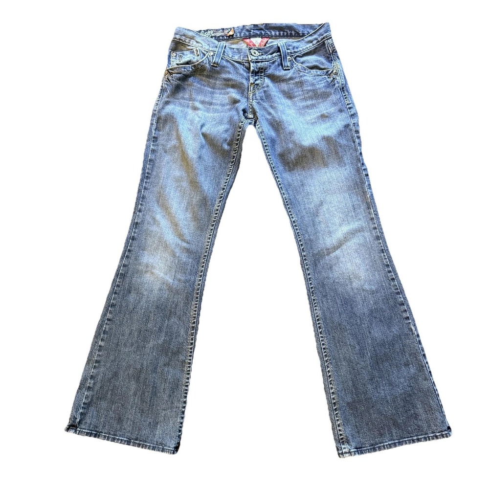 VTG Lucky Brand Dungarees Jeans Womens 8 Blue Bootcut Low Rise Made USA Y2K